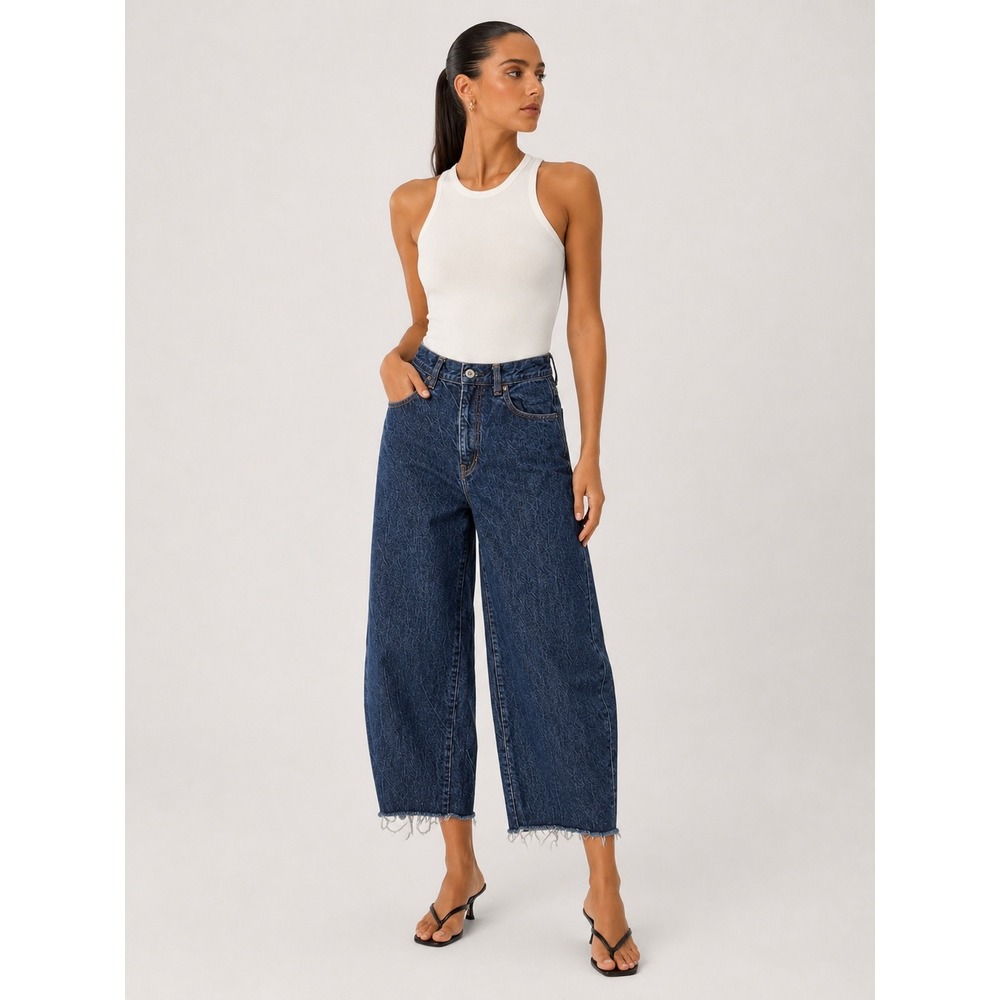 Uniqlo U Christophe Lemaire High Rise Barrel Wide Leg Jeans Dark Wash 24